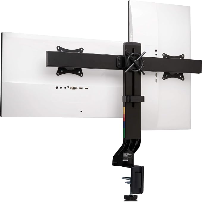 Kensington Dual Monitor Mount for Desk, C-clamp Vesa Monitor Stand Fits 2 Ultrawide Monitors Up to 27 Inches, Low Profile Stand, Height Adjustable Rotating Free Standing Arm, Black by Unknown