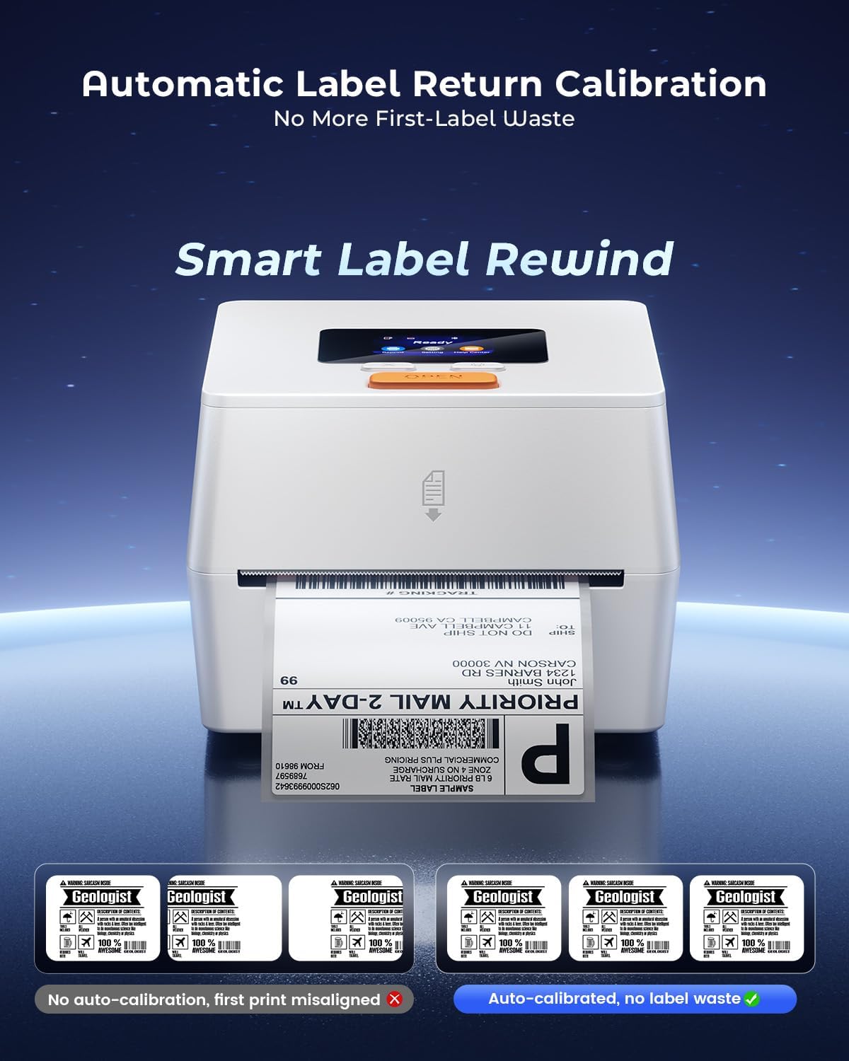 Phomemo Thermal Label Printer with Touchable Screen, 4x6 Bluetooth Shipping Label Printer with Built-in Label Holder, D420D White Thermal Printers for Small Business, Compatible with USPS, Tiktok - Image 3