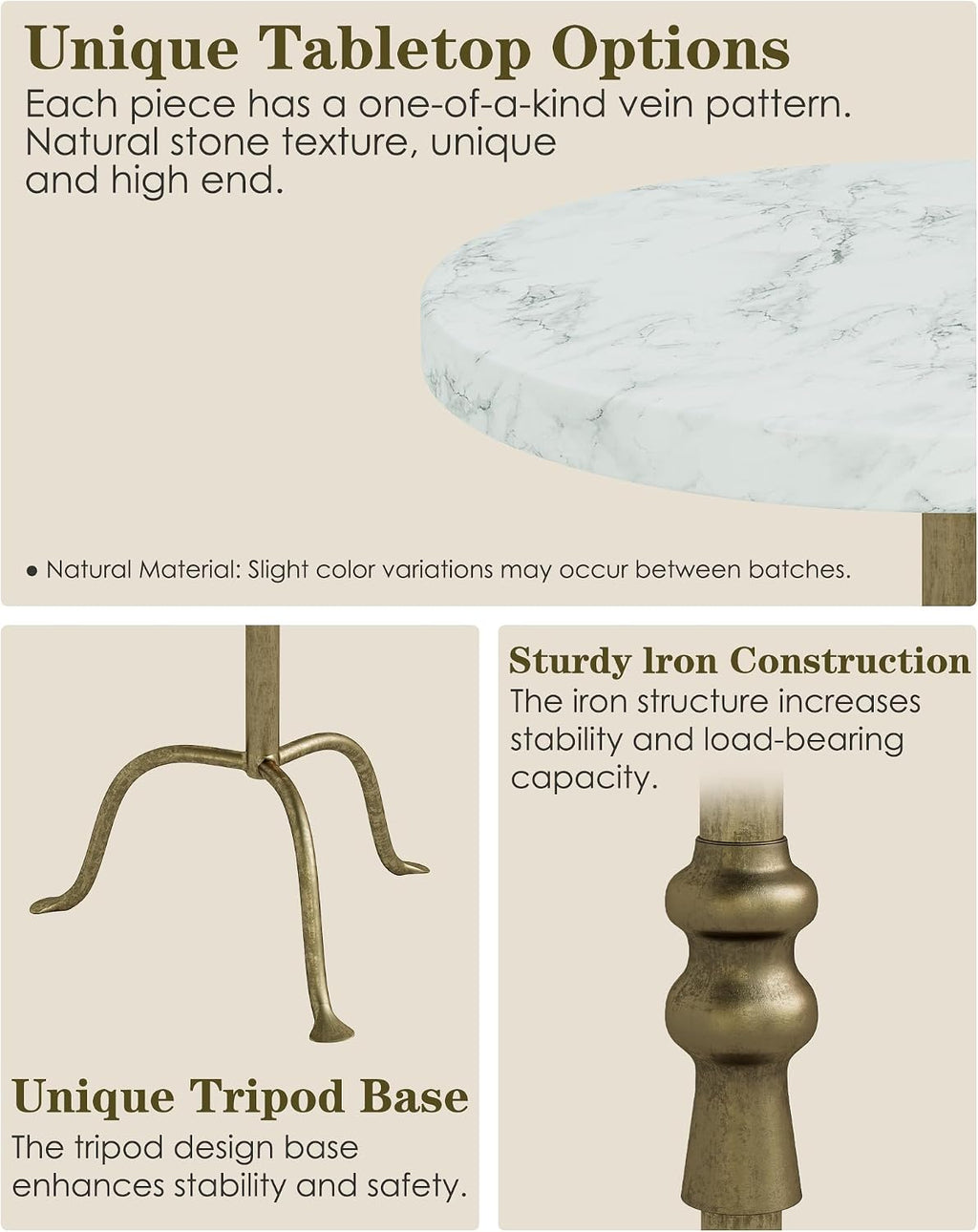Adjustable Height Round Pedestal Table - 10x10x22-30 Inch, White Travertine - Image 7