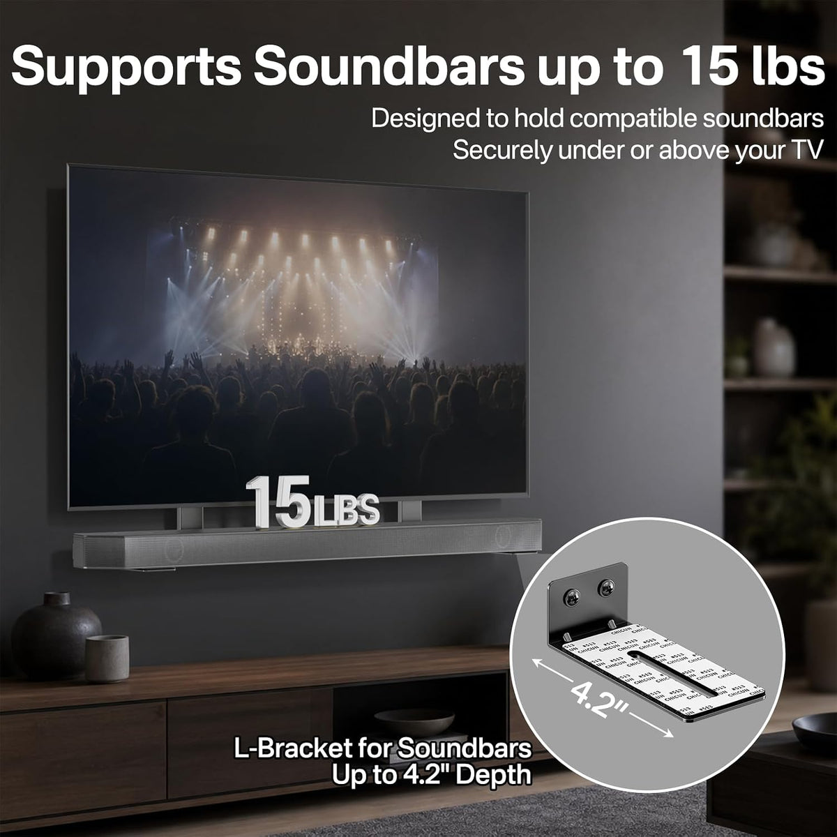 Soundbar TV Mount for Samsung, LG, Sony&Vizio Soundbar for 200mm-600mm VESA - Image 3