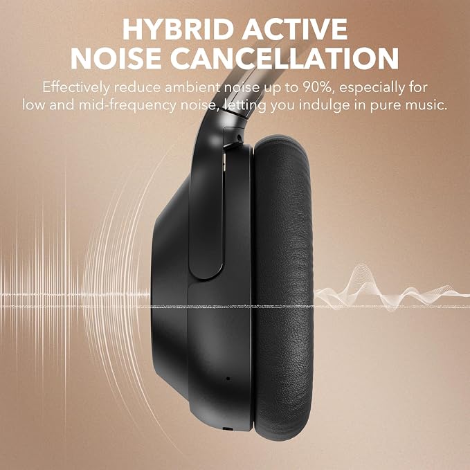 YMOO Active Noise Cancelling Headphones for Airplane Travel | LDAC Hi-Res Audio, Wired Wireless ANC, 100H Playtime Over Ear Headphones, Custom EQ via App, Bluetooth 6.0 Headset for All - Image 3