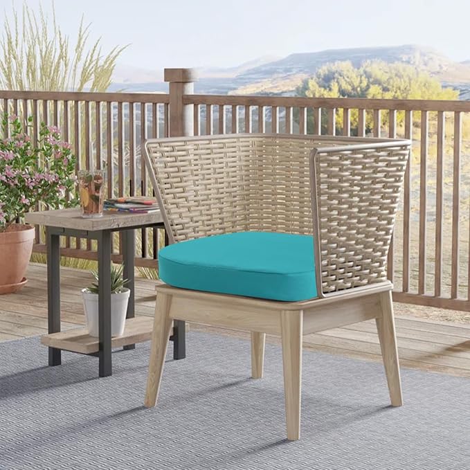 idee-home Outdoor Chair Cushions Set of 4, 19" x 19" D-Shaped | Thick Outdoor Seat Cushions Waterproof Patio Furniture with Ties Dining Pads - Image 6