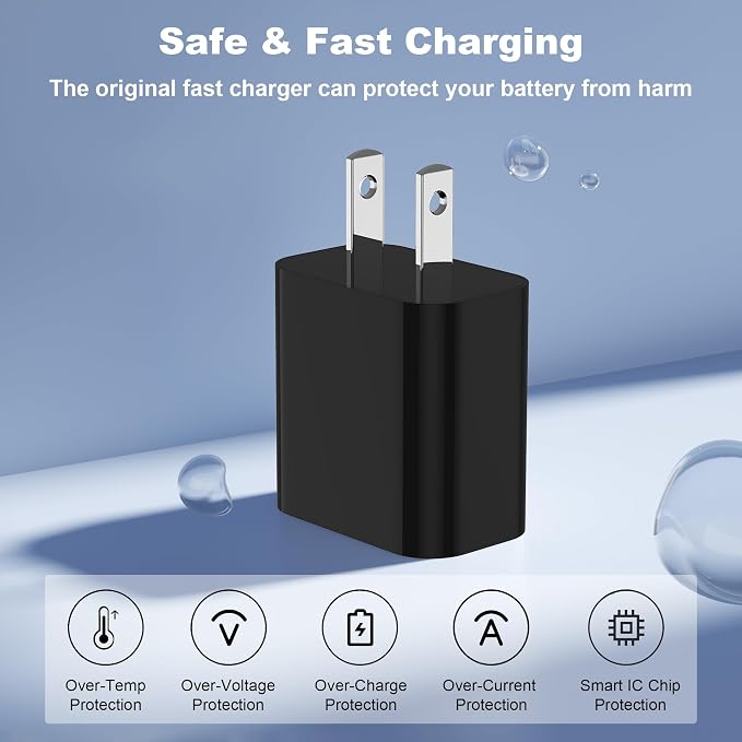 iPhone Charger Fast Charging,20W PD USB C Wall Charger 4 Pack with 6FT Fast Charging Cable - Fast Charger for iPhone 14/14 Pro Max/13/13 Pro/12/12 Pro/11/11 Pro/XS, iPad（Black） - Image 2