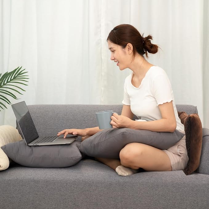 Queekay Fleece Lumbar Support Pillow 3 Section Back Pillow Office Chair for Back Support Comfortable Lumbar Cushion for Car Seat Pain Relief Sofa Rest(Brown) - Image 6