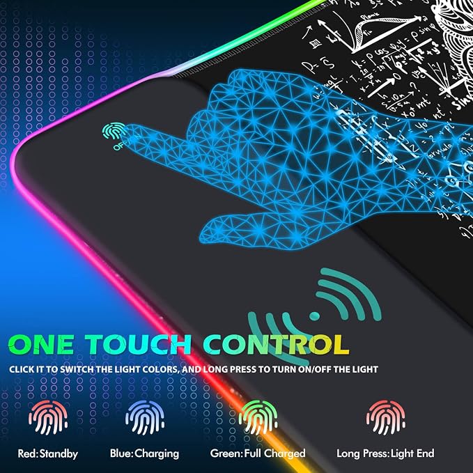 ToLuLu RGB Gaming Wireless Charging Mouse Pad, 7.5/10/15W 10 Light Modes LED Mouse Pad Computer Keyboard Mat Mousepad, 800x300x4MM Extended Large Desk Mat for Gaming, MacBook, Laptop, PC, Human Brain - Image 4
