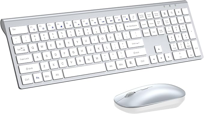Wireless Keyboard and Mouse Combo, Ultra Slim Full Size Silent Keyboard | Quiet scissor switch keys, ultra slim design, 3 DPI adjustable mouse, 2.4GHz USB, for Computer,Windows, Mac, Laptop, PC by EDJO