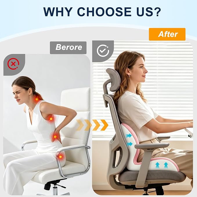 X Large Seat Cushion Office Chair and Car with Lumbar Support Pillow | Ergonomic Seat Cushion for Sciatica & Tailbone Pain Relief, Ideal for Car Driving Truck Office Chairs Wheelchairs Home Use - Image 5