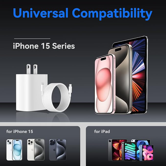 iPhone 17 16 15 Charger Fast Charging, 3.3FT iPhone 17 Pro Max Charging Cable(65W/3A) USB C Cord with 20W PD Fast iPhone 17 Pro Max Chargers Block for iPhone 17/17 Pro Max/17 Air/16/15 Series, iPad - Image 6