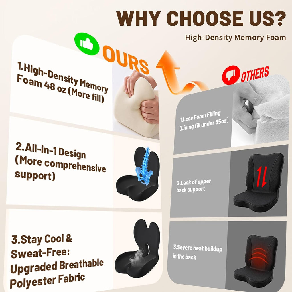 Ergonomic Seat Cushion & Lumbar Support Pillow for Office - Image 6