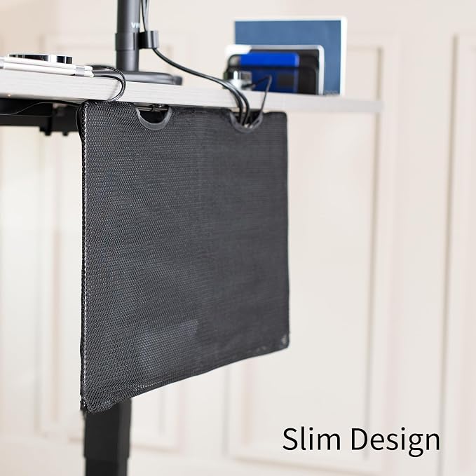 VIVO Black 30 inch Under Desk Privacy and Cable Management Organizer Sleeve, Wire Hider Kit Panel System, DESK-SKIRT-30 - Image 7