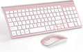 Wireless Keyboard and Mouse Ultra Slim Combo, TopMate - Rose Gold White | 2.4G Silent Compact 2400DPI Mouse and Scissor Switch Keyboard Set with Cover, Batteries Included, for PC/Laptop/Windows/Mac by TopMate
