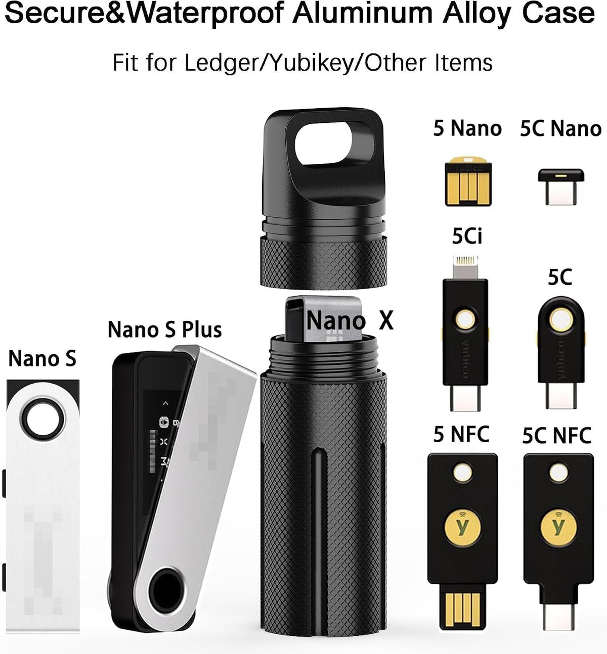 Aluminum Alloy Case Compatible with Ledger Nano X/S Plus YubiKey 5 5C NFC - Image 2
