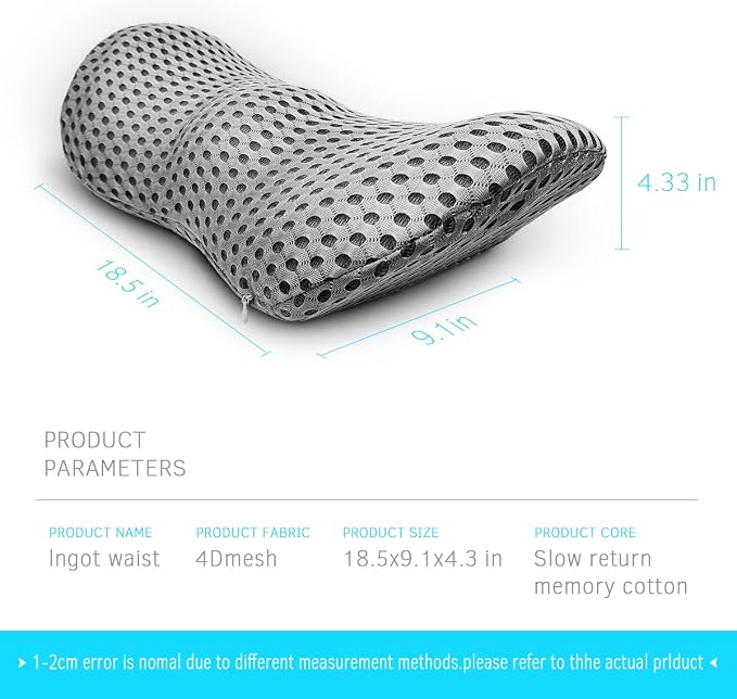 Lumbar Support Pillow for Office Chair, Memory Foam Lumbar Pillow for Lower Back Pain Relief (Grey) - Image 4