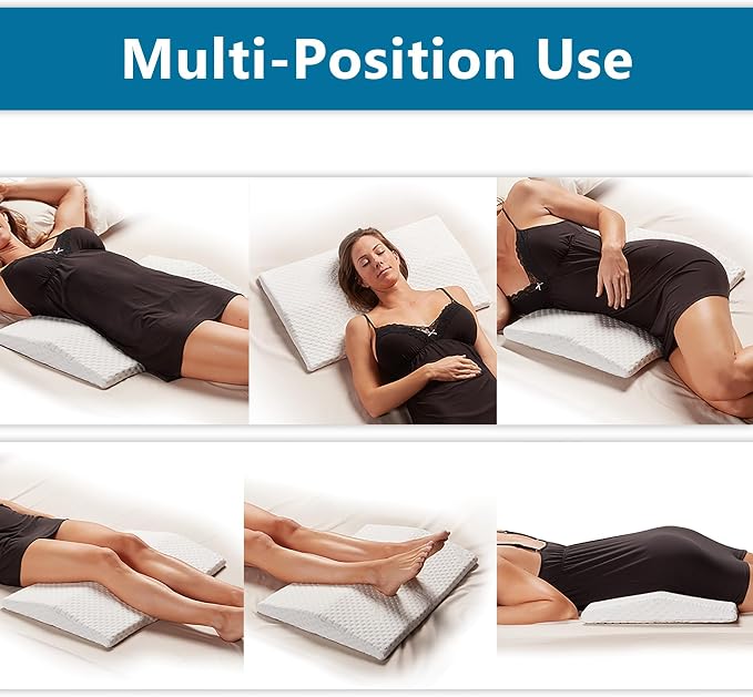 ComfiLife Lumbar Support Pillow for Sleeping Memory Foam Pillow for Back Pain Relief - Side, Back and Stomach Sleepers- Triangle Wedge Pillow - Bed Rest Pillow - Medium-Soft (White, Standard) - Image 4