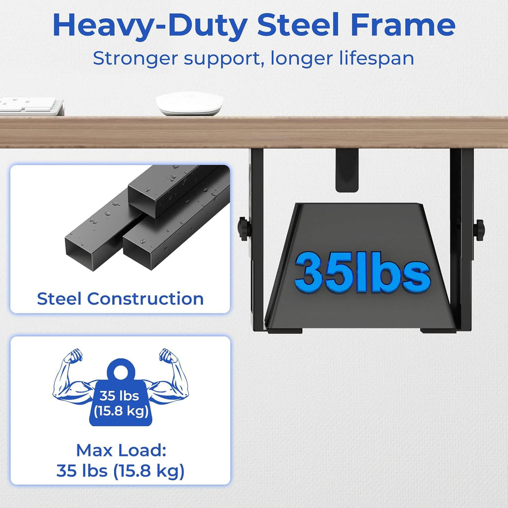 Metal Under Desk Mount for NAS Adjustable Mounting Bracket for Desktop NAS 1/2/4 Bay Network Attached Storage Under Desk Holder for NAS/Small PC/SFF Desktop Tower/CPU/UPS and More with Cable Ties - Image 5