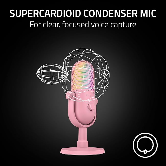 Razer Seiren V3 Chroma 32‐Bit DSP, USB-C Microphone for PC & Mac, Pink | AI Audio Processing, Noise Isolation, Tap-to-Mute, Supercardioid Condenser Mic, Chroma RGB, Discord, OBS Studio, Streamlabs - Image 4