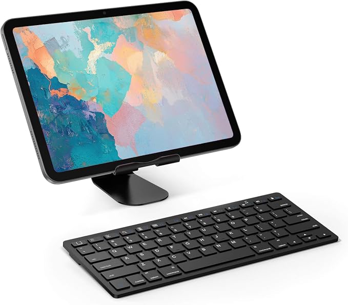 OMOTON Ultra-Slim Bluetooth Keyboard for iPad,iPad Pro/Air/Mini,iPhone | Stable Wireless iOS Keyboard with 12 Multimedia Keys, Portable Size for Office, Business, Travel, School, Black - Image 2