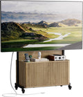 Planimetry Rolling TV Stand with Mount for 32-75 Inch, Wood by Planimetry