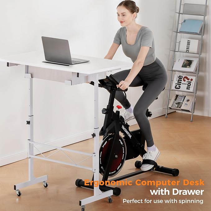 COMHOMA Small Standing Desk Adjustable Height Small Computer Desk Mobile Portable Rolling Laptop Table with Wheels 32" Computer Workstation Sit Stand Desks Portable Standing Table Treadmill desks - Image 5