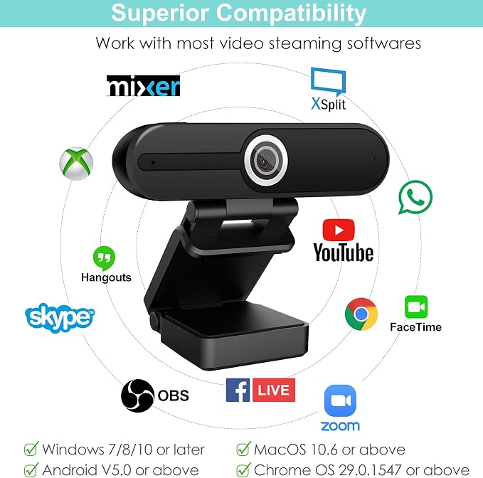 ToLuLu UHD 4K Webcam with Microphone, 8MP USB Computer Web Camera w/Tripod | and Privacy Shutter, External Webcam Pro Streaming Webcams PC Cam w/Mic Noise Reduction for Winsdows Mac OS Desktop Laptop - Image 6