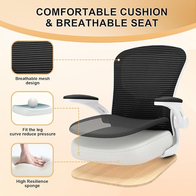 Office Chair|Ergonomic Desk Chairs 330LBS Capacity | Flip-up Armrests,Mesh Computer Chair,High Back,Comfy Work,Adjustable Lumbar Support - Image 5