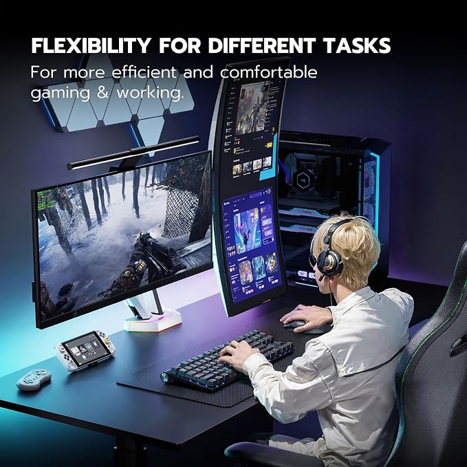 ARES WING RGB Dual Monitor Arm Desk Mount for 17-38 inch Monitors, White | Heavy Duty Dual Monitor Stand Holds 35.2 lbs, Adjustable Ultrawide Monitor Arm with Clamp & Grommet Base, 75/100 VESA - Image 8