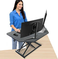 Aconcept 34 inch Black Corner Height Adjustable Standing Desk Converter, One-Click Sit to Stand up Desk Riser, Pre-Assembled Dual Monitor and Laptop Workstation by Aconcept