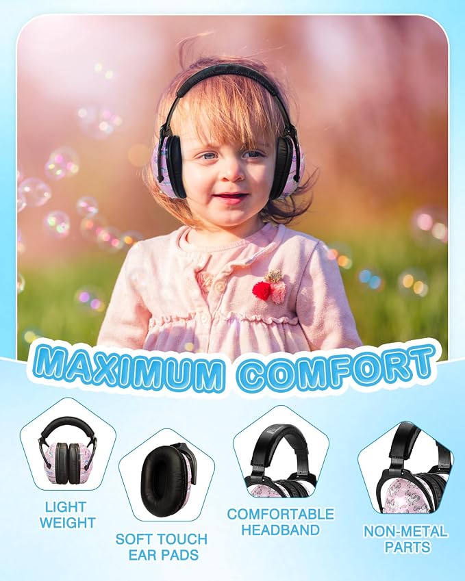 ZOHAN Kids Ear Protection 2 Pack, Hearing Protection Safety Ear Muffs for Children Have Sensory Issues, Adjustable Noise Reduction Earmuffs for Concerts, Fireworks, Air Shows(Rap&Unicorn) - Image 5