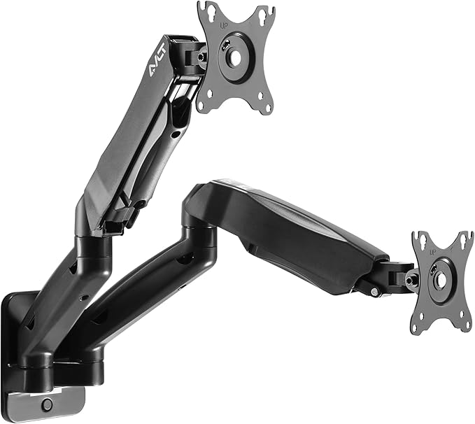 AVLT Dual 17"-32" Monitor Wall Mount fits Two Flat/Curved Computer Screen | 19.8 lbs Full Motion Height Swivel Tilt Rotation Adjustable Arm - VESA/Cable Management by AVLT-USA