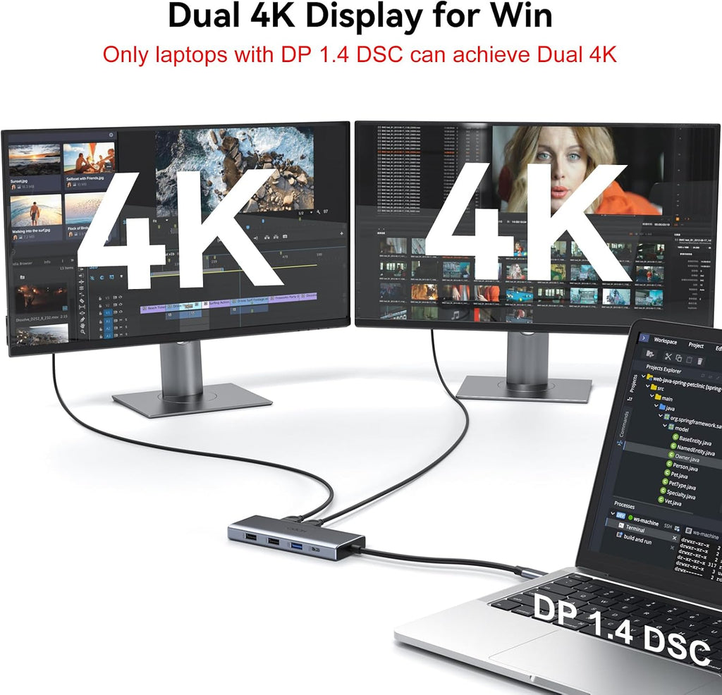 USB C Docking Station Dual Monitor for HP,Laptop Docking Station 3 Monitors - Image 4