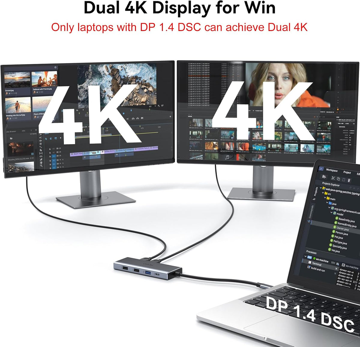 USB C Docking Station Dual Monitor for HP,Laptop Docking Station 3 Monitors - Image 4
