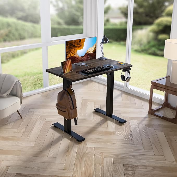Kingant Standing Desk, 35x20 Inch Electric Height Adjustable Computer Desk | Ergonomic Small Sit Stand Desk Rising Desks for Home Office Stand Up Desk Computer Workstation with Cable Management - Image 2