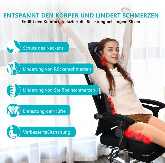 3 PCS Seat Cushion for Carseat Lumbar Support Pillow Car Neck Headrest Pillows Memory Foam Gel Memory Foam Massage Point Seat Pads Pressure Relief Back Cushion for Office Chair(Light Grey) - Image 7