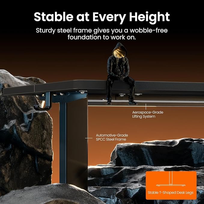 ErGear Height Adjustable Electric Standing Desk, 63 x 28 Inches Sit Stand up Desk, Memory Computer Home Office Desk, Carbon Fiber Black - Image 4