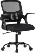 DUMOS Home Office Desk Chair, Computer Lumbar Support Chair | Ergonomic Mesh, Flip-up Armrest Height Adjustable, Rocking Mode 360 Swivel, Meeting Room, Black by DumosLifestyle