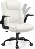 Leather Office Chair, PU Home Computer Desk Chairs with Ergonomic Back Support, 360°Swivel Free，Small Gaming Chair with Wheels and Adjustable Armrests, for Short People Use by BrickAttic