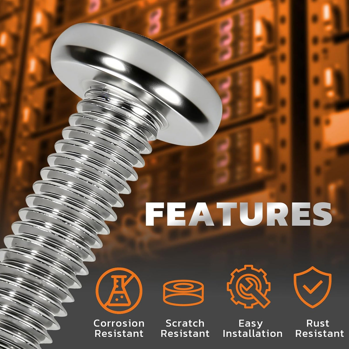 M6 x 16mm Rack Screws Kit, Cage Nuts, 30 Sets, Silver - Image 4