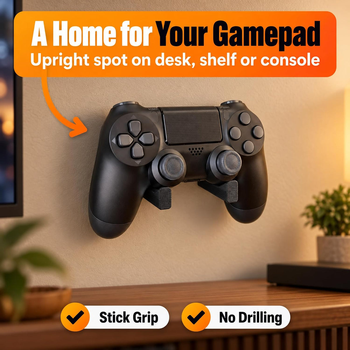 SplashNColor Gaming Controller Stand Holder Compatible with Dual Analog Gamepads – Freestanding Analog Grip Display | Desk Shelf Organizer for Console Accessories and Game Room Storage - Image 2