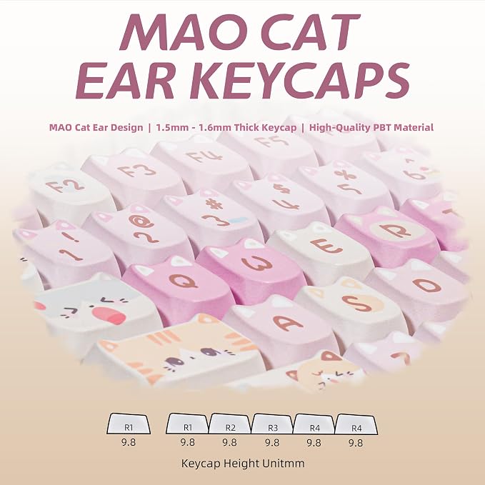 ZORNHER ZH100 Wireless Cat Mechanical Keyboard,98% Pink Cute Creamy Keyboard with Number Pad,Full Size Hot-Swappable Kitty Gaming Keyboard,Meow Meow Squad Keycaps,Clicky Blue Switches,RGB Backlit - Image 4