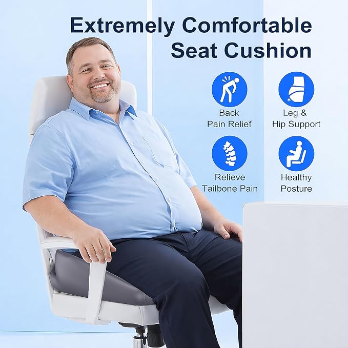 X-Large Coccyx Seat Cushion, U-Shaped Memory Foam for Office Chair | High-Density Memory Foam Helps Reduce Tailbone Pressure; Washable Mesh Cover, Anti-Slip Base for Office Chairs, Cars & Travel - Image 2