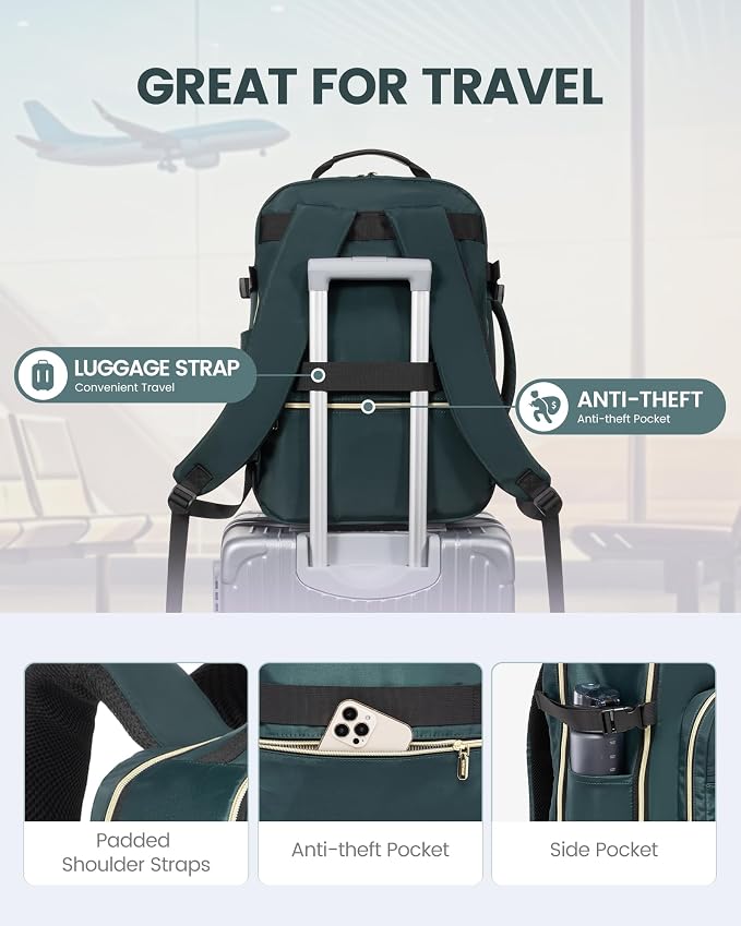 LOVEVOOK 40L Travel Backpack Flight Approved Carry on Backpack,3 Packing Cubes,Waterproof Personal Item Travel Bag,TSA Carry on Luggage Suitcase Travel Essentials,Gifts for Women & Men,fits 17" Laptop - Image 6
