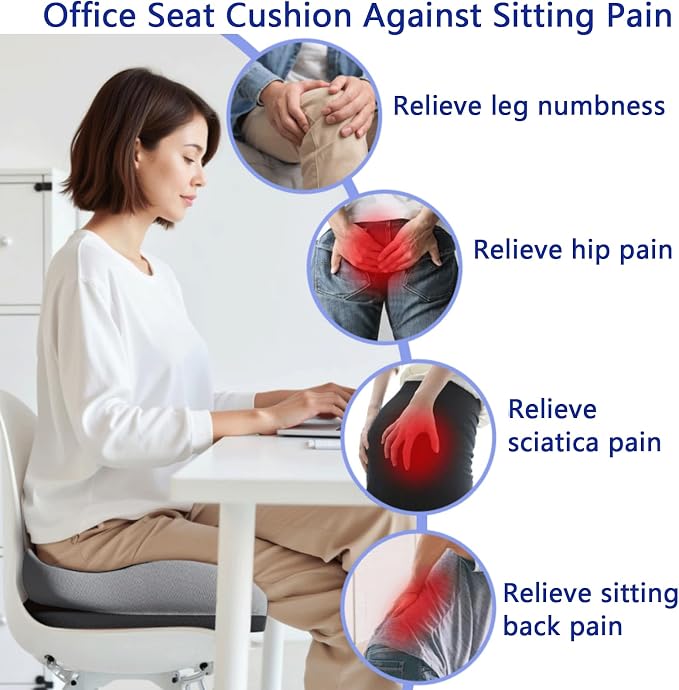 Memory Foam Ergonomic Seat Cushion for Office Chairs Pain Relief | Suitable for prolonged sitting, relieves tailbone pain, fits office chairs, wheelchairs, car seats and computer desk chairs - Image 5