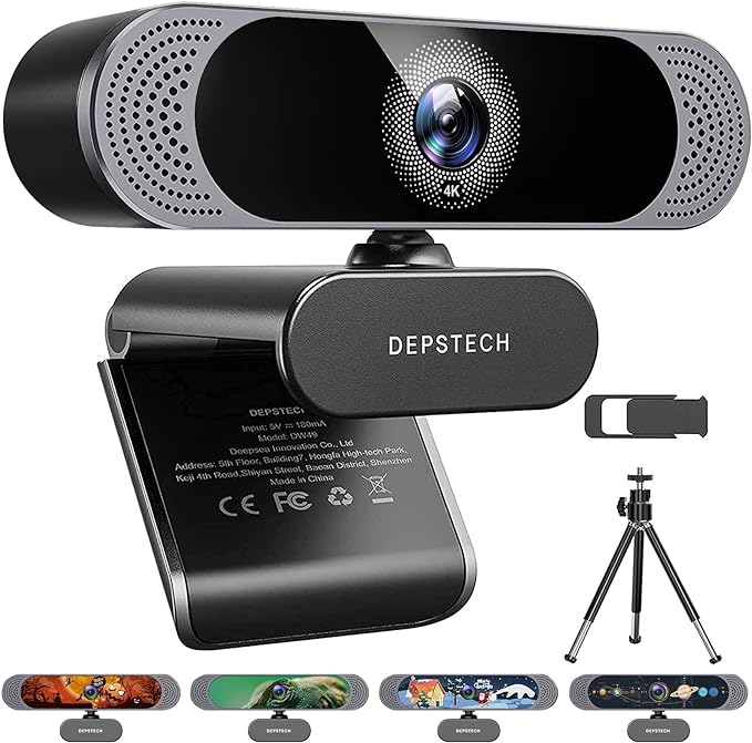 DEPSTECH 4K Webcam, DW49 HD 8MP Equipped with Sony Sensor Autofocus Webcam with Microphone, Privacy Cover, Plug Play USB Computer Web Camera for Pro Streaming/Online Teaching/Video Calling/Zoom/Skype | Privacy Cover, Plug Play USB Computer Web Camera f... by DEPSTECH
