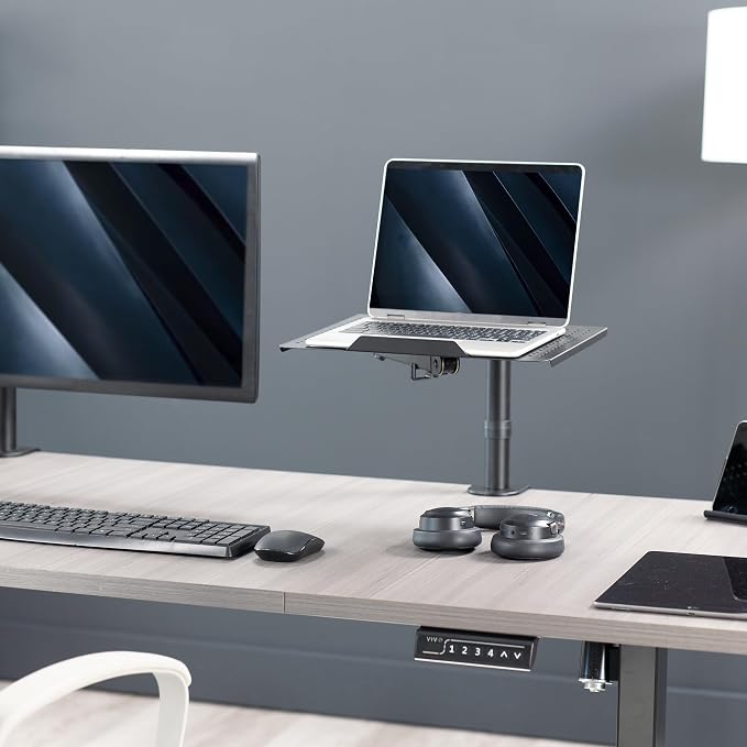 VIVO Single Laptop Notebook Desk Mount Stand, Fully Adjustable Extension with C-clamp, Fits up to 17 inch Laptops, Black, STAND-V001L - Image 9