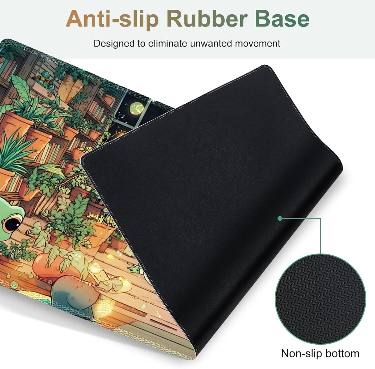 Large Gaming Mouse Pad Set, 4 in 1 Ergonomics Keyboard Desk Mat with Memory Foam Wrist Rest, Computer PC Extended Game Mousepad, Non-Slip Desk Matt Easy Typing Pain Relief I Frog & Mushroom - Image 6