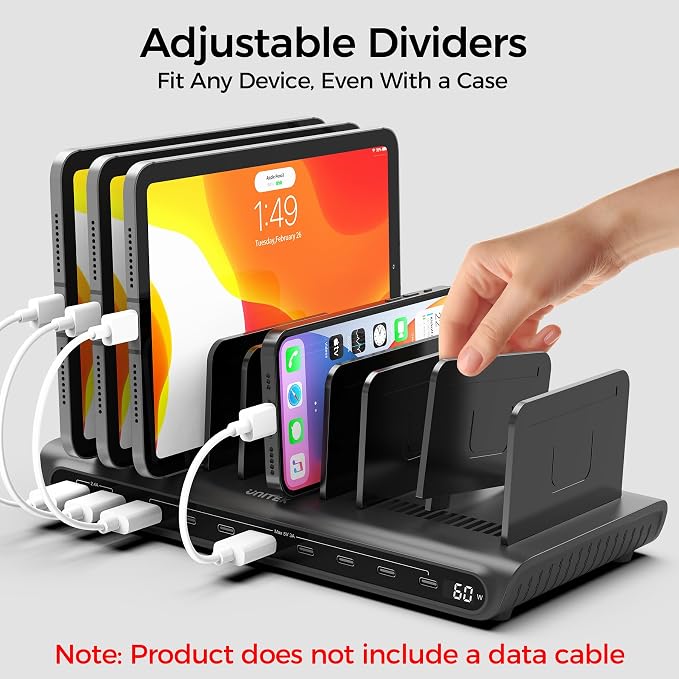 Unitek 10-Port USB-C Charging Station for Multiple Devices with LED Display | Charges 10 Devices At Once, 8 USB-C 2 USB-A Ports, Smart Power Distribution, Overload Protection, For iPhones & iPads - Image 5