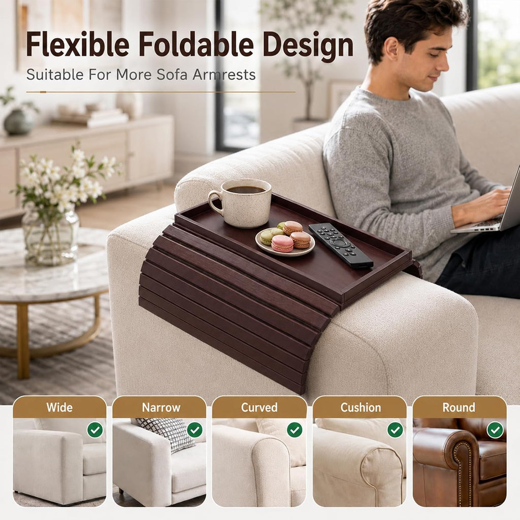Sofa Arm Tray, Foldable Bamboo Couch Arm Tray - Image 6