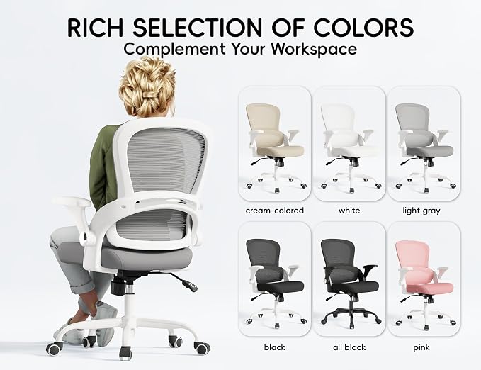 TRALT Office Chair - Ergonomic Office Chair with Back Support for Adults | Home Office Desk Chair with Lumbar Support - Ergonomic Mesh Chairs 330 lb Wide Seat for Work, Study, Office, Gaming(Grey) - Image 9