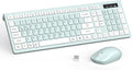 Wireless Keyboard and Mouse Combo Silent for Office and Home(Mint Green) | 2.4G Full Size Silent Cordless Keyboard with Tilt Legs,3-Level DPI Quiet Mouse,for Windows/Mac OS/Desktop/Laptop/PC by RECCAZR
