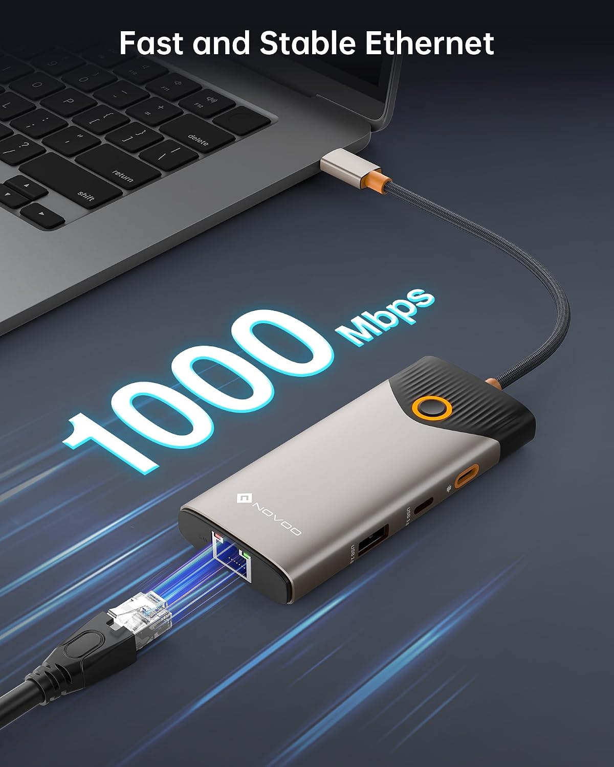 NOVOO USB C Hub Ethernet 4K@60 USB C HDMI Adapter Multiport Type C Adapter, 100W PD, 5Gbps USB-A/C Data Ports Docking Station Compatible for MacBook/iPhone/Dell/HP/Surface - Image 5